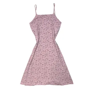 VTG‎ Unbranded M Lavender Pink Floral Cami Midi Dress Lettuce Trim Y2K Coquette thumbnail 3