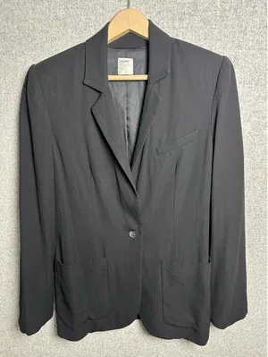 L'AGENCE‎ Womens Blazer Size 6 Black One Button Lined Relaxed Solid Pockets Work thumbnail 1