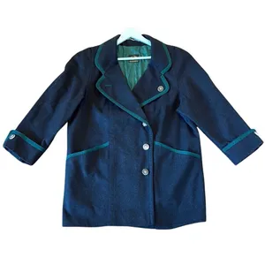 Julius Lang Vintage 100% new wool black and green peacoat 40 thumbnail 2