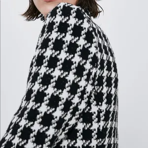Zara TEXTURED TWEETED Houndstooth Blazer w/POCKETS BLACK/WHITE NEW thumbnail 13