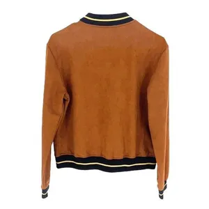Aqua Women’s Lined Snap Button Stretchy Long Sleeve Bomber Jacket Brown Size Sma thumbnail 5