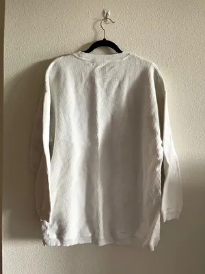 Aerie White Ribbed Oversized Sweatshirt Medium M Crewneck Pullover thumbnail 3