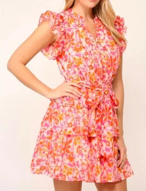Anthropologie Fate Pink Floral Flowy Tiered Ruffle Peasant Mini Dress Small NWT thumbnail 1