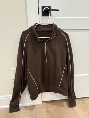 Baleaf Dark Brown Half-Zip Bomber Pullover thumbnail 2