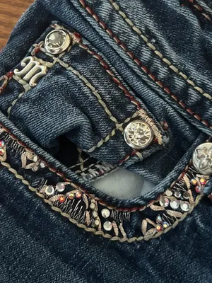 Miss Me Signature Skinny Beaded Sequin Embroidered Jeans Size 29 Y2K thumbnail 7