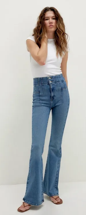 Free‎ People We The Free Jayde Flare Jeans in Sunburst Blue Size 29 thumbnail 1
