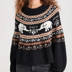 FREE‎ PEOPLE Nellie Fair Isle Elephant Sweater size Medium thumbnail 11