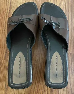 Montego Bay Club Wedge Slip On Slides Size 10 Color Brown thumbnail 1
