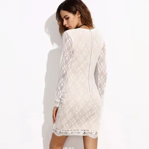 ✨White Lace Up V Neck Scallop Lace Dress✨ thumbnail 6
