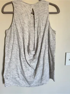 Lululemon Low Key Tank in Tiger Space Dye Gray White Open Back Size M / L thumbnail 6