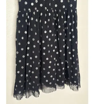 FREE PEOPLE Sheer Lace Metallic Drop Waist Black White Polka Dot Mini Dress thumbnail 4