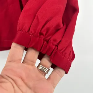 J. Crew Red Faux Wrap Blouse‎ Peplum Long Sleeve Top Small Holiday Career Office thumbnail 4