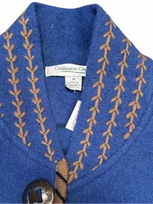 Coldwater Creek Boiled Wool Southwest Jacket – Boho Western Statement Medium thumbnail 2