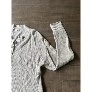 American Eagle Grey Pullover Knit Sweater Partial Button Long Sleeves Size S‎ thumbnail 5