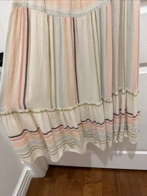 Rip Curl Villa Smocked Cotton Midi Dress - Pastel Stripe - Size Medium - travel thumbnail 3