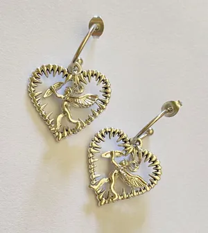 dangle hoop earrings heart angel ⭐️ Original ✨ thumbnail 3
