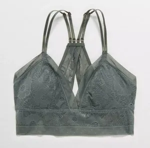 AERIE Pop Lace Olive Sage Green Padded Bralette Size M thumbnail 3