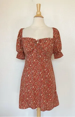 Trixxi Floral Mini Dress - Rust thumbnail 1