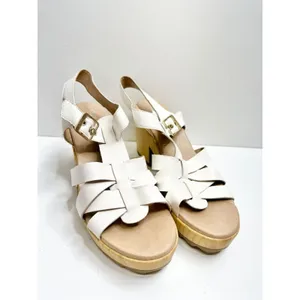 Dr. Scholl’s Sandals Size 9.5 White Leather Open‎ Toe Platform Shoes Buckle thumbnail 2
