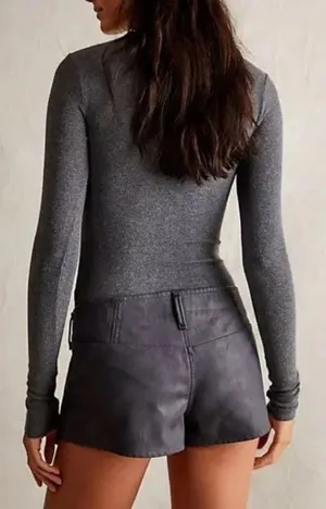 NWOT Free People/We the Free Dark Angel Vegan Micro Shorts | Charcoal Combo thumbnail 2