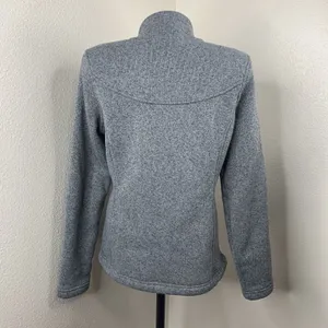 North Face Cresent Heathered Gray 1/4 Zip Women’s Sz M Pullover Purple Embroider thumbnail 6