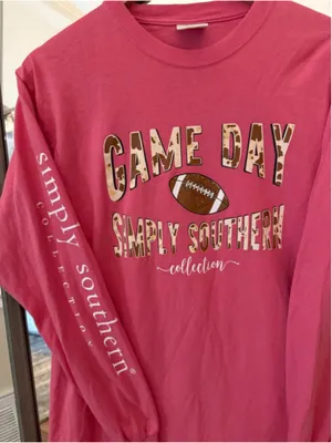 Simply Southern Pink Brown Long Sleeve Tee Medium thumbnail 2
