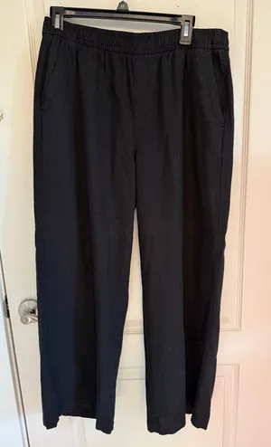 Old Navy High-Waisted Linen-Blend Wide-Leg Pants Black Jack thumbnail 1