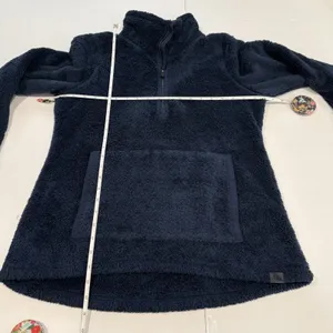 LL Bean Blue 1/4 Zip Sherpa Fleece Pullover Pockets Fuzzy Size‎ MEDIUM thumbnail 6