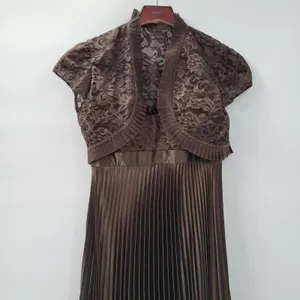 Badgley Mischka Evening Gown Dress Size 8 Brown Pleated Empire Waist Lace Bodice thumbnail 15