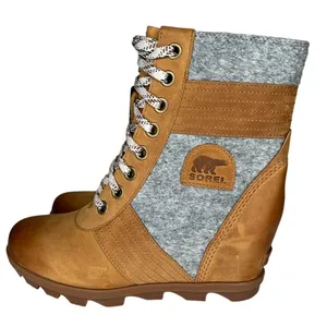 Sorel Lexie Wedge Boots‎ Leather Camel Brown Waterproof Women’s Size 10 thumbnail 2