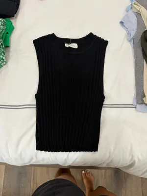 Black Pleated Knit Midi Skirt Set thumbnail 4