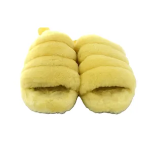UGG Fluff Yeah Slide Women 10 Yellow Excellent Sheepskin Fuzzy Slingback thumbnail 3