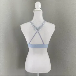 Pink Victoria's Secret Womens Blue Floral Lace Triangle Unlined Bralette Small thumbnail 7