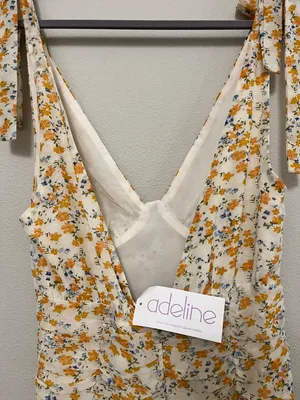 Adeline Yellow Floral Mini Dress NWT thumbnail 3