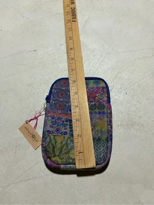 Natural Life NWT Patchwork Zip Pouch in Multi-Color with Green Strap thumbnail 3