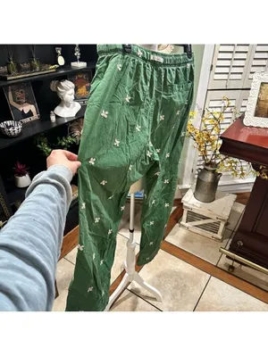 American Eagle Green Floral Embroidered Lounge Pants Size XL thumbnail 6
