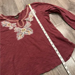Shyanne Blouse Top Long Sleeve Peasant Boho Western Cowgirl Embroidered Rodeo XL thumbnail 6