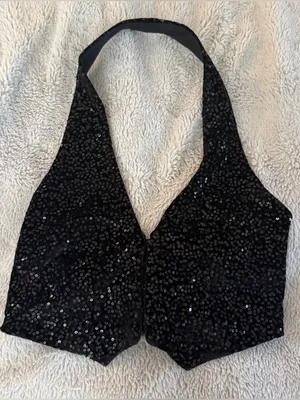 Zara Velvet and Sequins Cropped Halter Top thumbnail 1