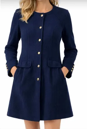 Free People Sargent Military style wool navy peacoat M thumbnail 1