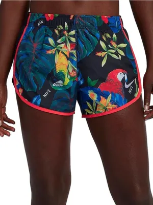Nike Dri-FIT Tempo tropical floral parrot print running shorts workout colorful thumbnail 1