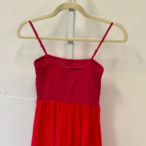 LOFT Outlet Colorblock Smocked Tiered Maxi Dress Red Pink XS Boho Cotton Summer thumbnail 5