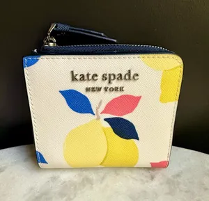 Kate Spade Cameron Lemon Zest L- Zip Small Bifold Wallet NWOT thumbnail 1