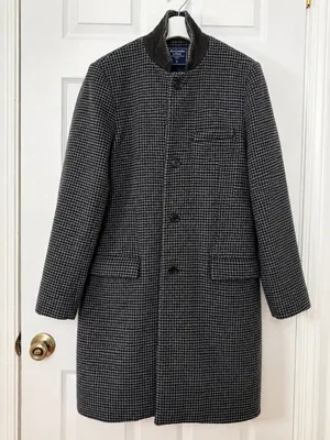 Abercrombie & Fitch Houndstooth Wool Blend Overcoat Quiet Luxury Preppy Classic Size M thumbnail 2
