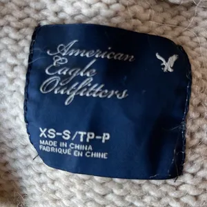 American Eagle Sweater Natural Oatmeal Oversized Cable knit Hoodie Womens XS S thumbnail 11