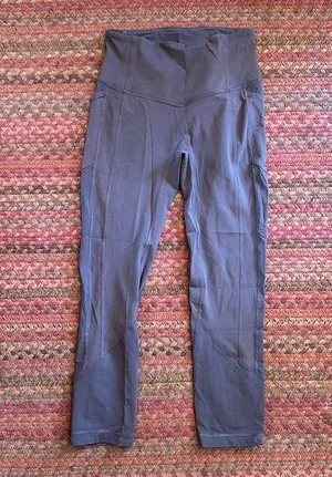 LULULEMON GREY CROP RUN ATHLETIC LEGGINGS thumbnail 1