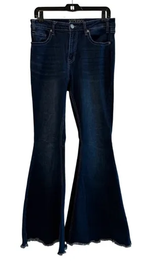 Rock and‎ Roll Denim High Rise Flare Leg Bell Bottom Frayed Jeans Size 30 x 32 thumbnail 1