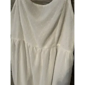 Andrée White Square Neck Smocked Bodice Glitter Sparkle‎ Dress Women's Size L thumbnail 2