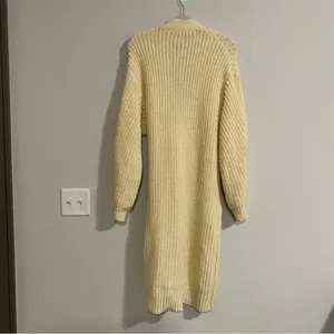 Chunky Cardigan Large Belted Beige Midi Length Length thumbnail 5