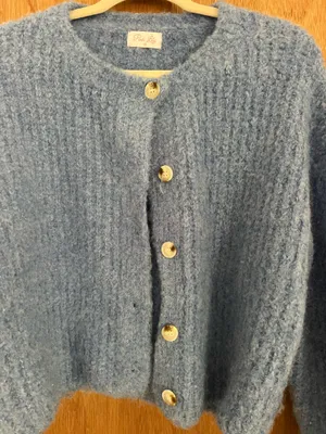 Pink lily bouncy fuzzy button up cardigan thumbnail 5