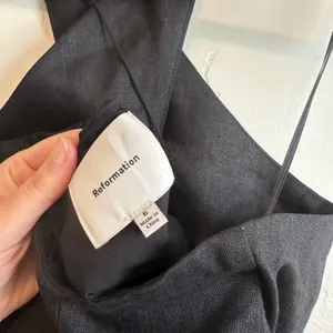 Reformation | Tate 100% Linen Halter Button Vest Top in Black | size 6 thumbnail 6